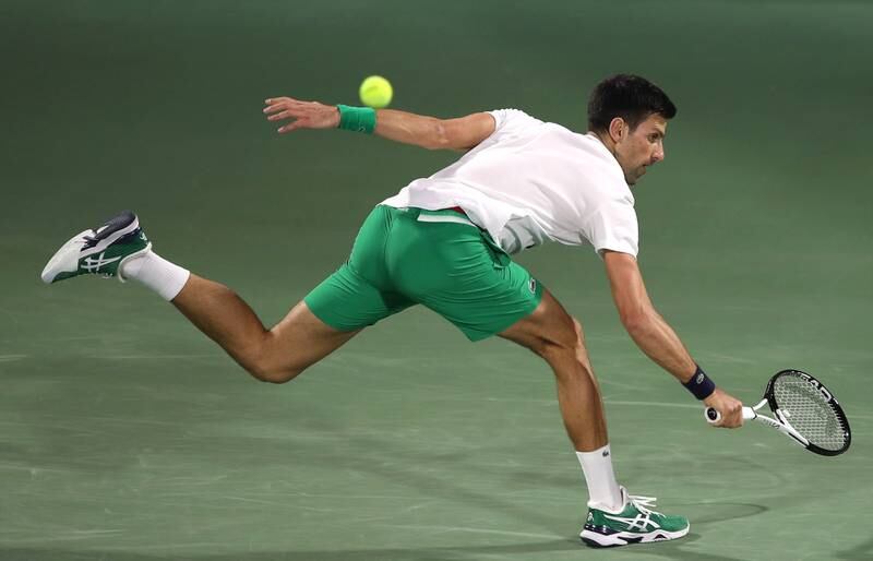 Novak Djokovic prepares for the Dubai Duty Free Tennis Championships. EPA