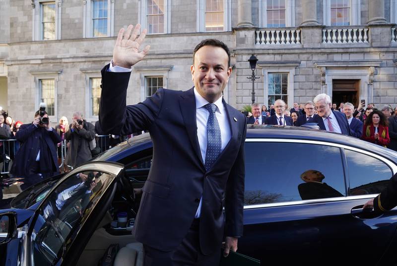 Ireland's newly elected Taoiseach Leo Varadkar leaves parliament after being elected to lead the country by lawmakers. PA