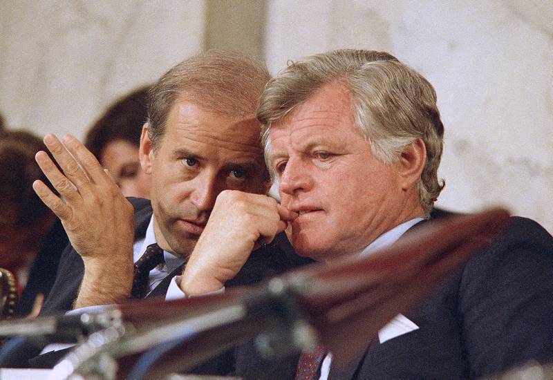 Joe Biden when he was in the Senate with Edward Kennedy in 1987. AP