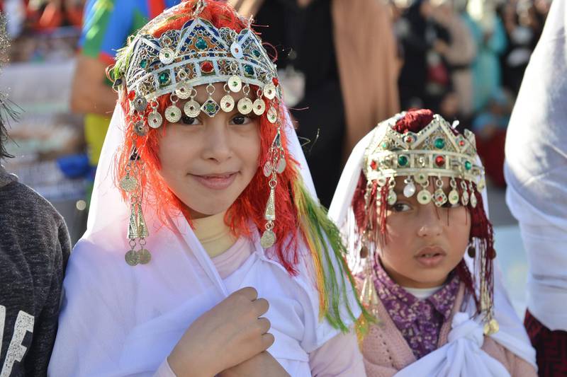 Girls wear traditional clothes on the eve of the 2969th Amazigh New Year in Rabat, Morocco. EPA
