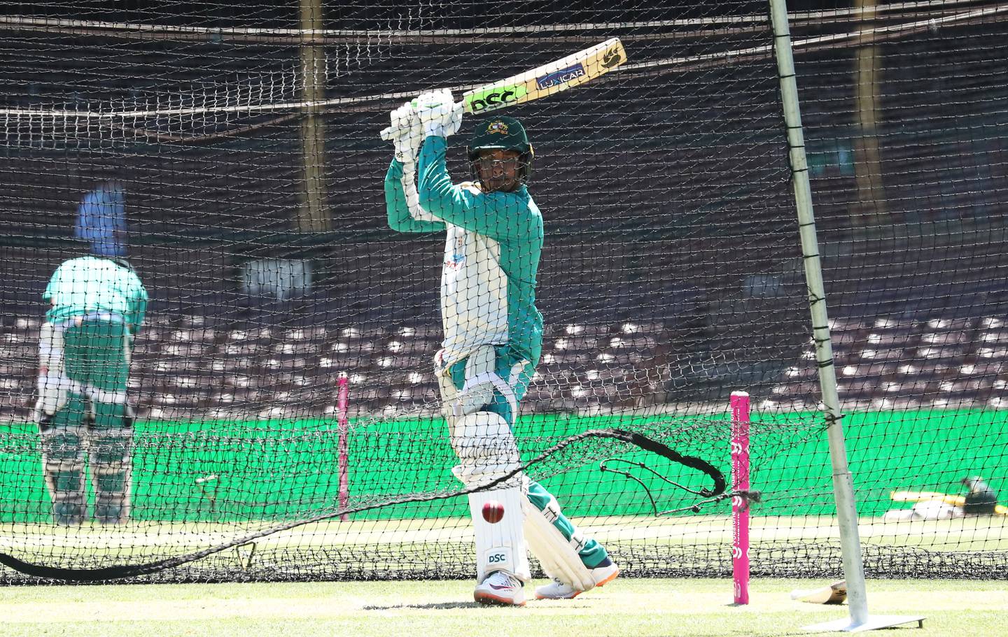 Usman Khawaja during a nets session at the Sydney Cricket Ground. PA