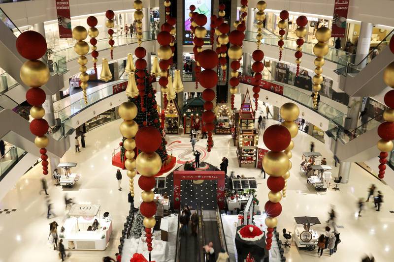 General view of Christmas decorations at a mall in Amman, Jordan. REUTERS