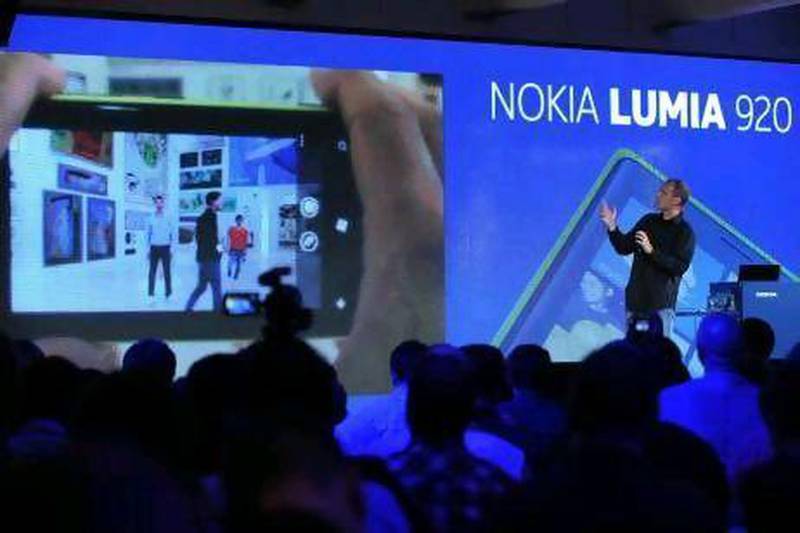 Kevin Shields, Nokia's senior vice president, walks through the features of the Nokia Lumia 920. AP Images