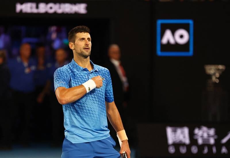 Novak Djokovic celebrates his win. Reuters