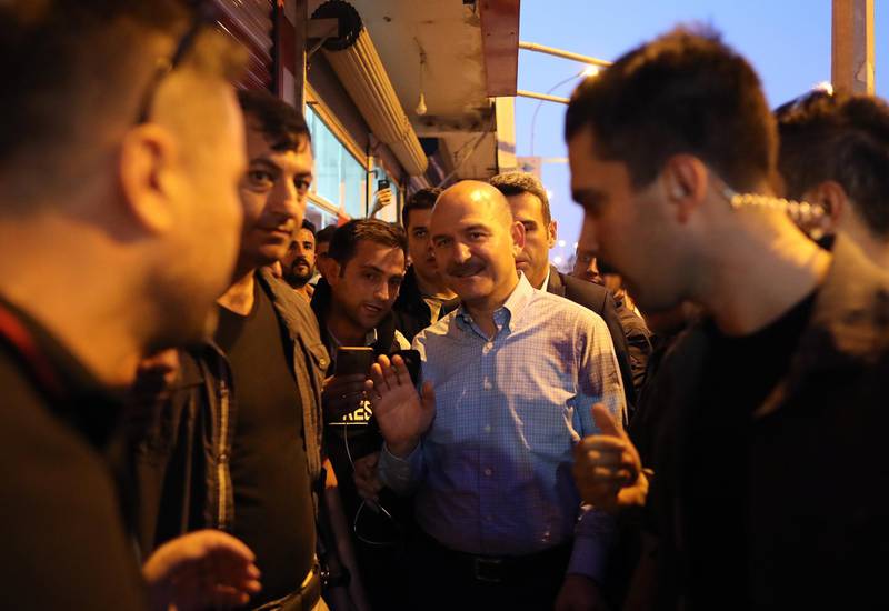 Turkish Interior Minister Suleyman Soylu visits the Syrian border, in Akcakale district in Sanliurfa, Turkey. Turkey has launched an offensive targeting Kurdish forces in north-eastern Syria, days after the US withdrew troops from the area.  EPA
