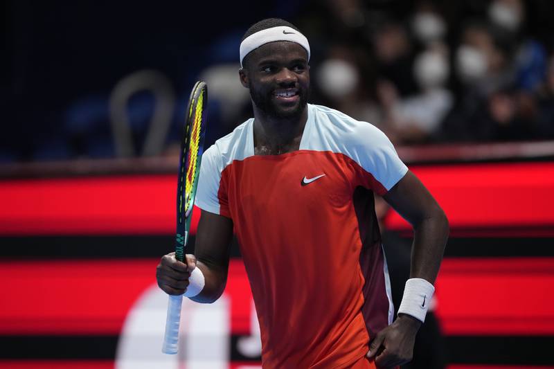 Frances Tiafoe in action during the Japan Open final in Tokyo. AP