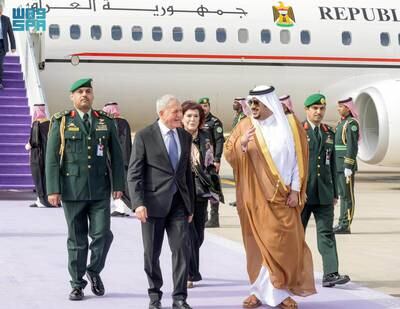 Iraqi President Abdul Latif Rashid arrives. SPA