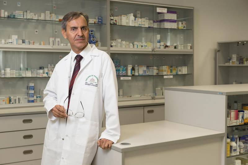 DUBAI, UNITED ARAB EMIRATES, 17 MAY 2016. Dr Abduelmula R. Abduelkarem, Associate Professor of Clinical Pharmacy and Pharmacy Practise at the University of Sharjah, who has done a study on the problems faced by people who have epilepsy. (Photo: Antonie Robertson/The National) ID: 79355. Journalist: Amna Rizvi. Section: National. *** Local Caption ***  AR_1705_Dr_Abduelkarem-02.JPG