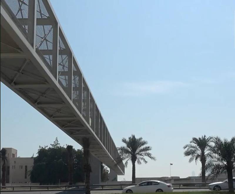 The new pedestrian bridge goes over Khalifa Al Kabeer Highway. Aamer Mohammed / The National