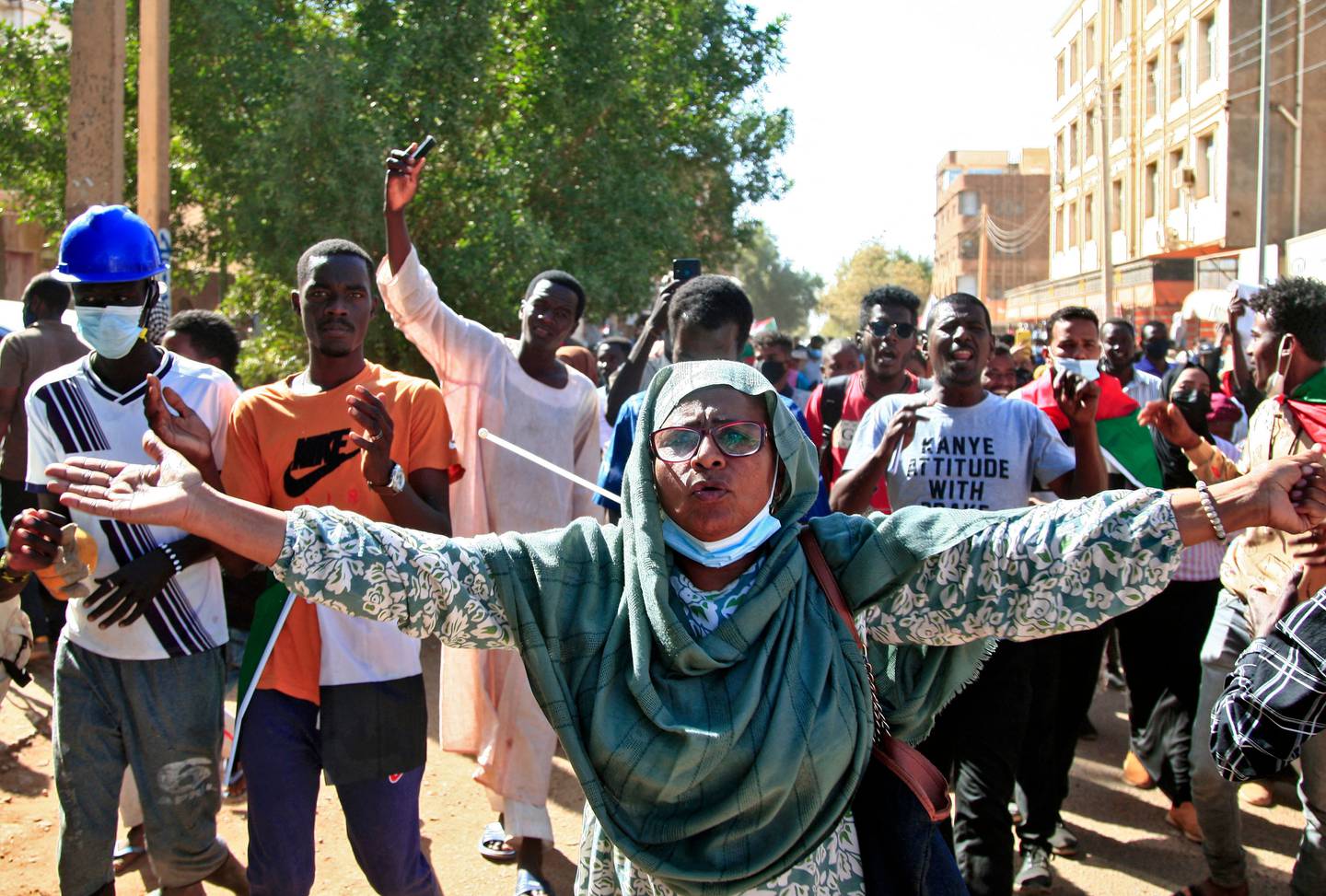 Sudanese protesters chant slogans against military rule in the capital Khartoum's twin city of Umdurman, on February 14. AFP 