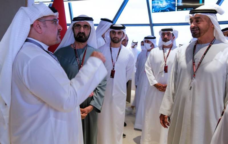 Sheikh Mohammed bin Rashid, Vice President and Ruler of Dubai, with Sheikh Mohamed bin Zayed at the 2021 Abu Dhabi Grand Prix. Photo: Dubai Media Office