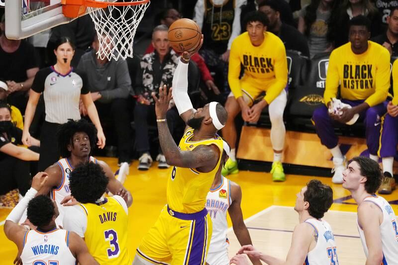 Los Angeles Lakers forward LeBron James during the game against Oklahoma City Thunder at the Crypto.com Arena in California. EPA