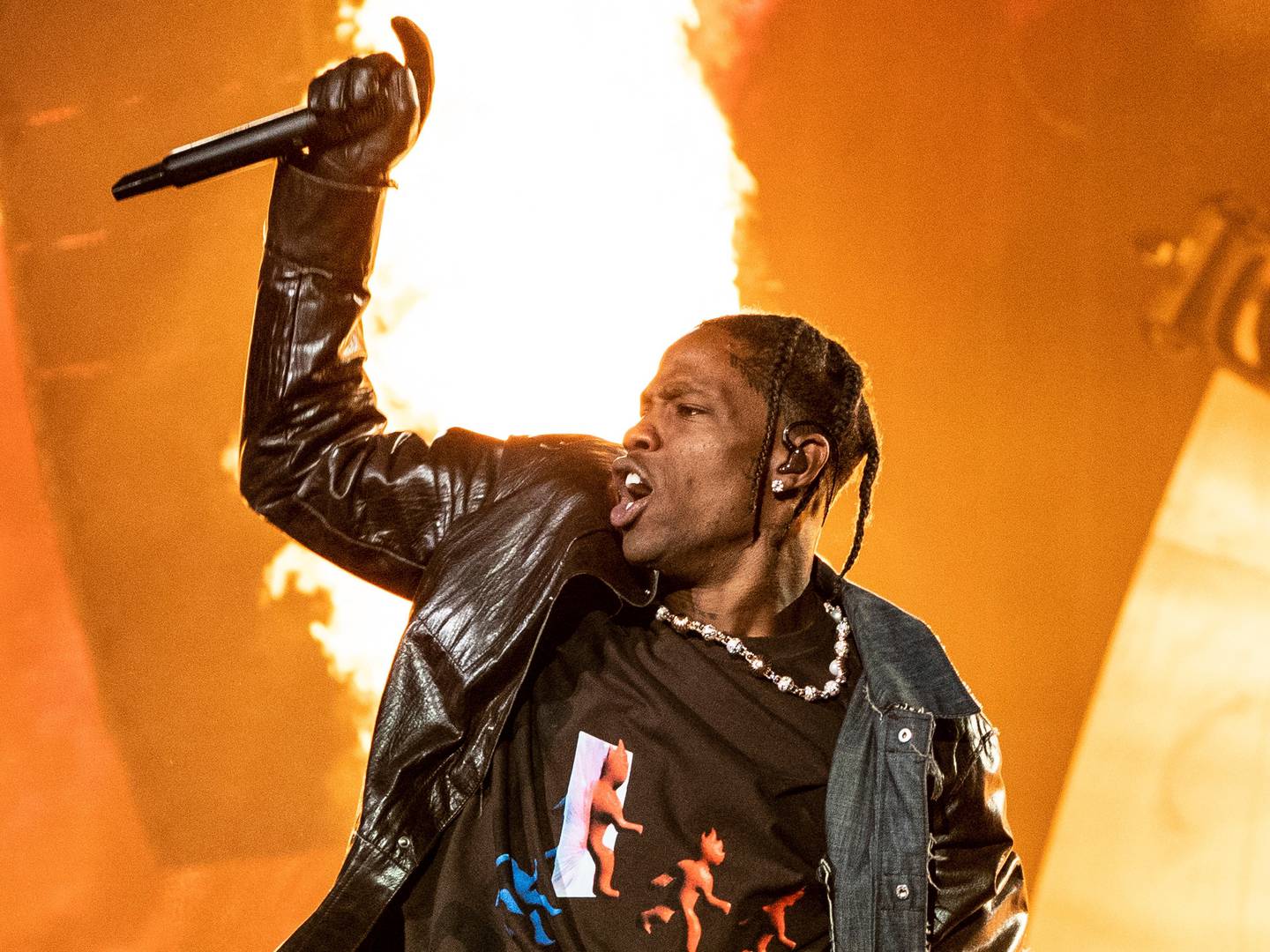 Travis Scott performs on day one of Astroworld. AP