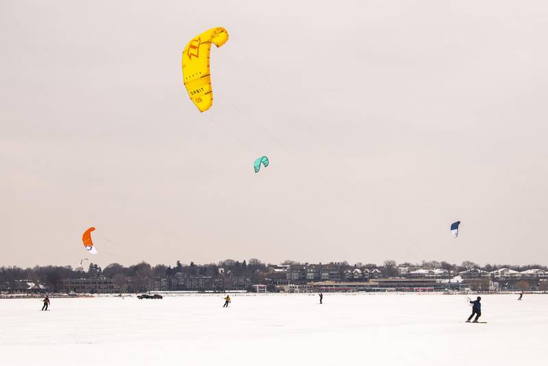 Snowkiting is a growing sport, as people seek new outdoor activities in the winter.   Stephen Maturen/Getty Images/AFP