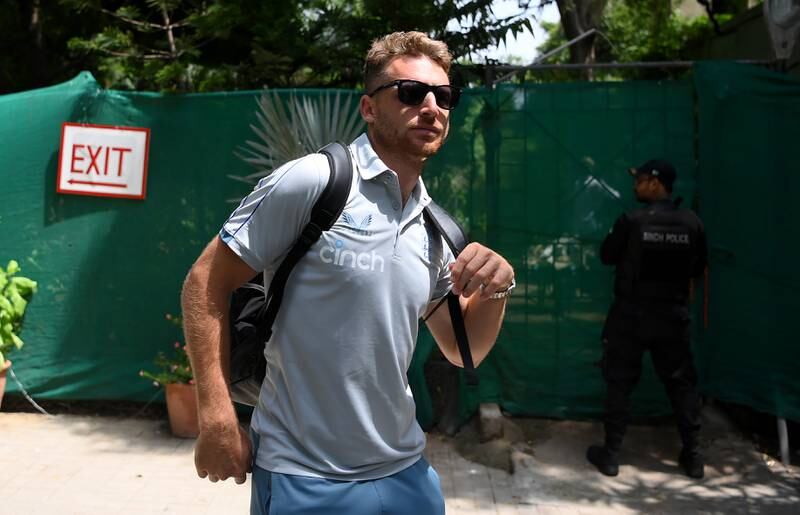 England limited-overs captain Jos Buttler arrives with the rest of the squad in Karachi, Pakistan on September 15, 2022 ahead of the team's first tour of the country since 2005. Getty 