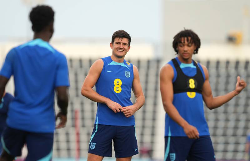 England's Harry Maguire during training session with teammates. PA