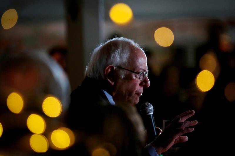 FILE PHOTO: Democratic U.S. presidential candidate Senator Bernie Sanders speaks to supporters at a campaign stop in Plymouth, New Hampshire, U.S., February 9, 2020. REUTERS/Mike Segar/File Photo