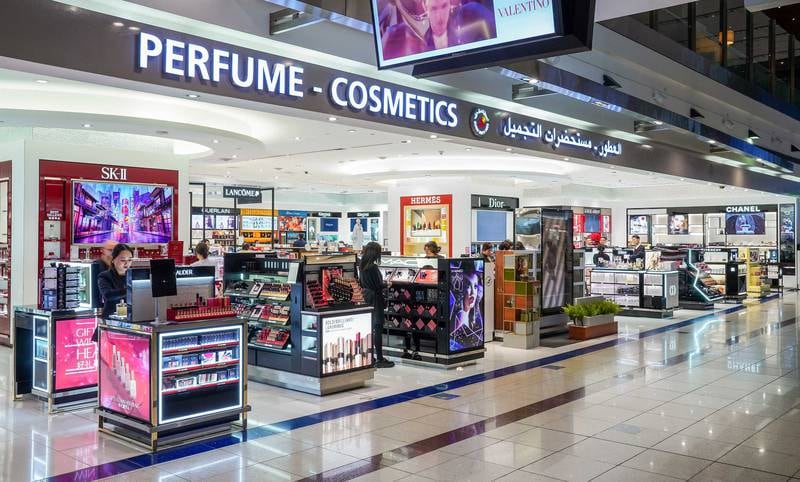 A perfumes and cosmetics shop in Concourse B of Dubai International Airport. Photo: Dubai Duty Free