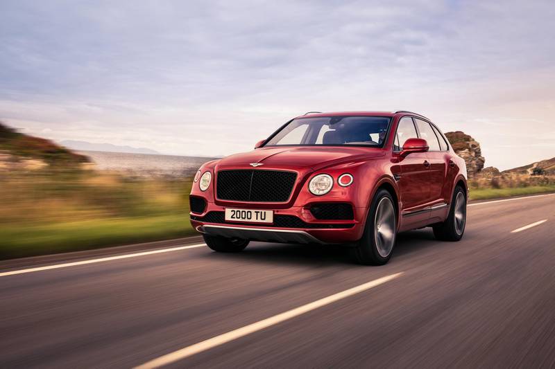 The Bentley Bentayga V8, which is joined in the model's line-up by a plug-in hybrid version, unveiled at the Geneva motor show. Bentley