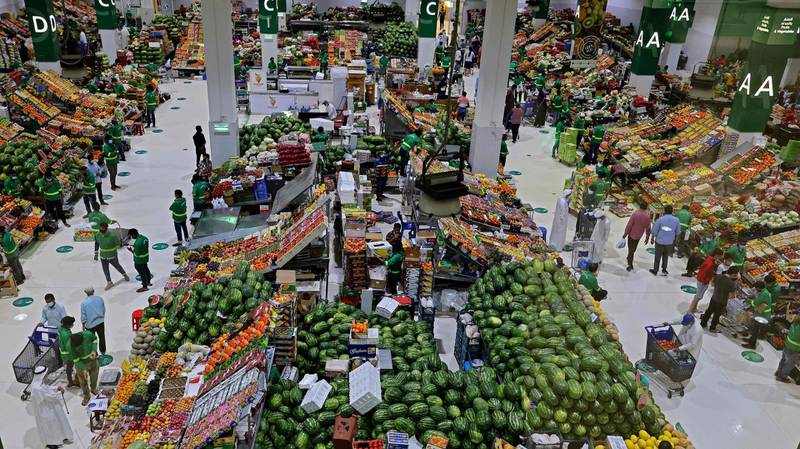 People shop at a supermarket in Dubai in the UAE shop to prepare for Ramadan. AFP