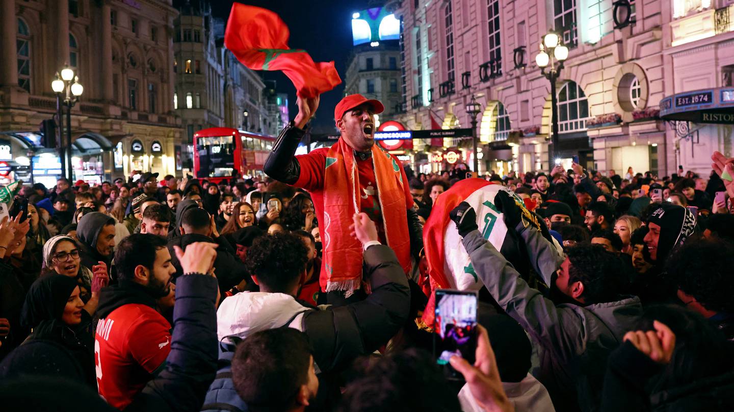Corner of west London erupts in celebration after Morocco’s World Cup win