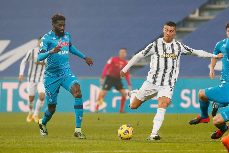 Juventus' Cristiano Ronaldo and Tiemoue Bakayoko of Napoli. EPA