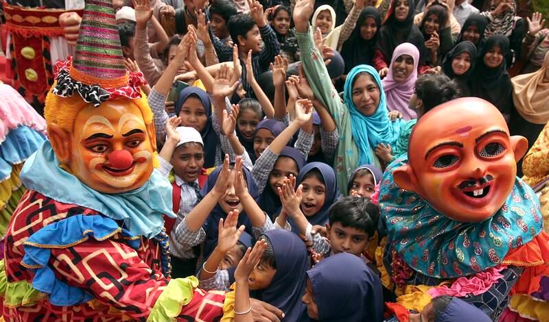 Indian school children participate in Children's Day at Bal Bhavan in Bangalore, India. EPA