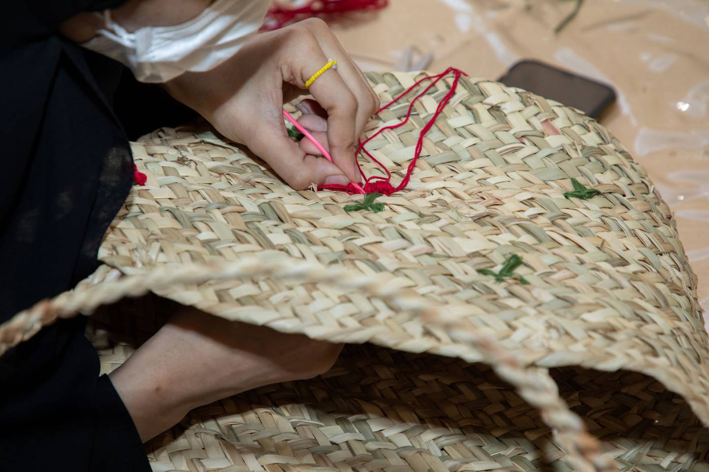 Members of the Sajaya Young Ladies of Sharjah will study the history of Emirati weaving and embroidery. Photo: Irthi Contemporary Crafts Council