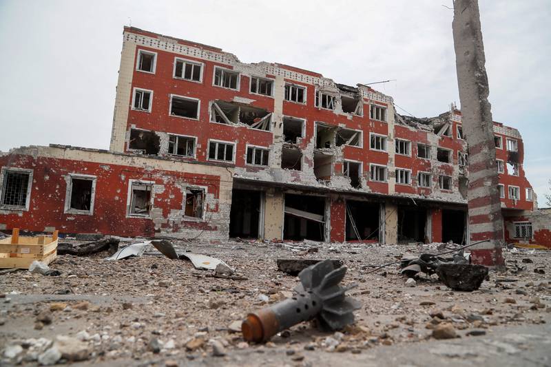 A damaged building in the town of Rubizhne. Reuters
