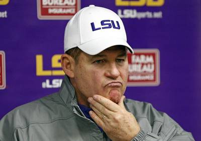 Les Miles may not have many more steps left to tread as coach of the Louisiana State University Tigers. Rogelio V Solis / AP Photo

