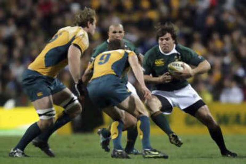 The Wallabies in action against South Africa.