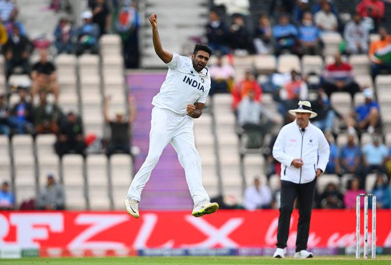 India spinner Ravichandran Ashwin celebrates taking the wicket of New Zealand's Tom Latham. AP