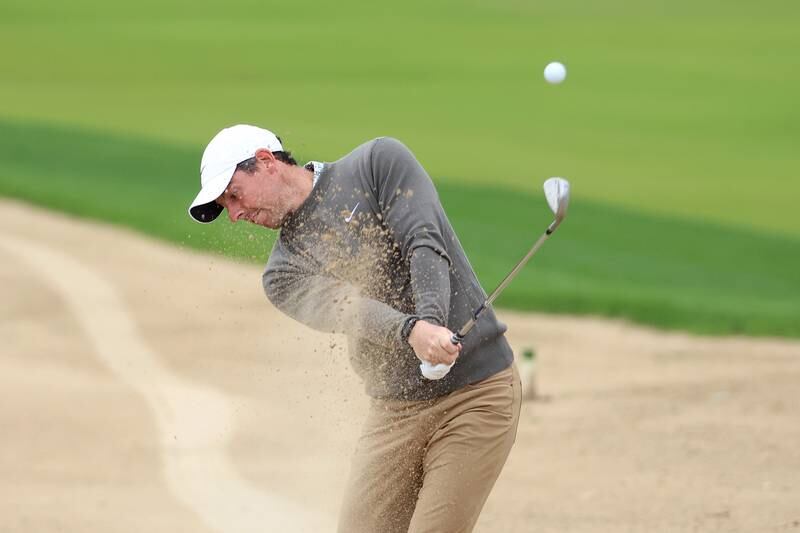 Rory McIlroy plays his second shot for an eagle on the 8th hole. Getty Images