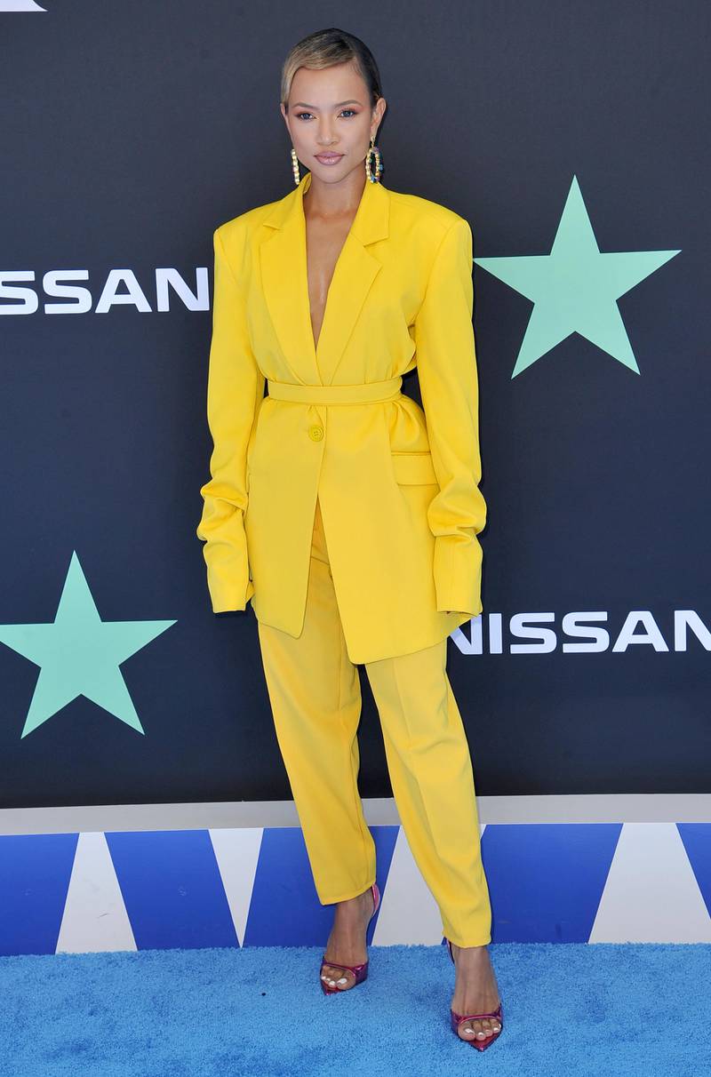 Karrueche Tran arrives at the BET Awards on June 23, 2019, in Los Angeles. AP