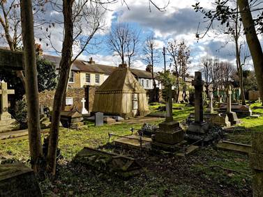 Save from ruin: Explorer Richard Burton's stone Syrian desert tent rotting in south London graveyard