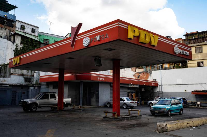 An abandoned petrol station of the state company Petroleos de Venezuela (Petroleum of Venezuela) in Caracas, Venezuela. 