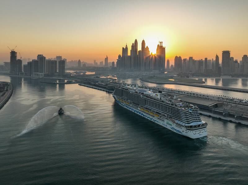 AIDAcosma sailed into Dubai Harbour to kickstart the 2022/2023 cruise season. Photo: Dubai Harbour
