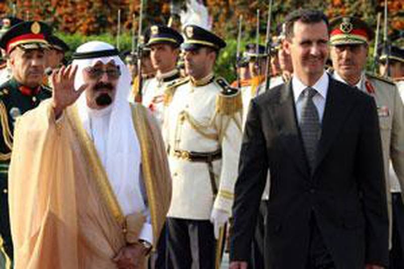 King Abdullah, left, meets Bashar Assa in Damascus. Dialogue between the two leaders is seen as a step towards Arab co-operation.