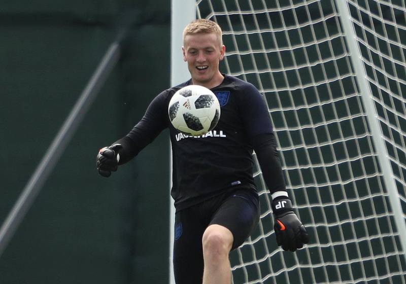 Jordan Pickford during training in Russia. Lee Smith / Reuters