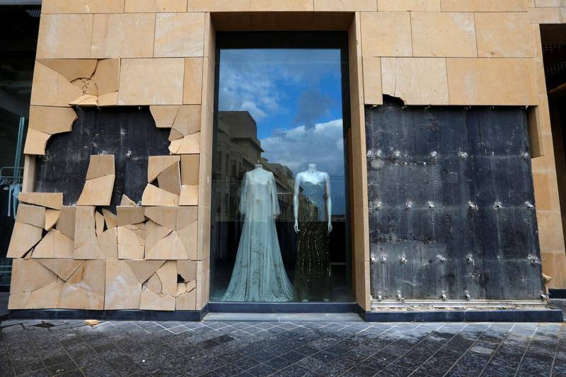 A view shows damaged tiles of a store facade in Beirut, Lebanon January 23, 2020. Reuters
