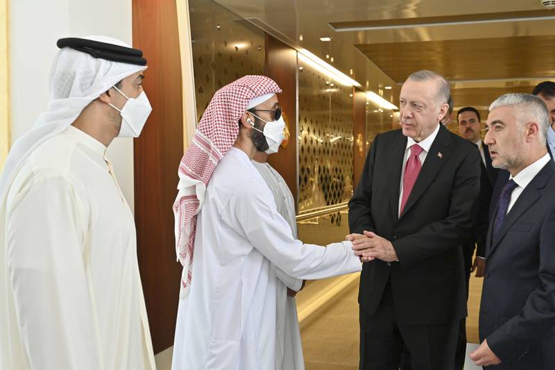 Mr Erdogan offers condolences to Sheikh Tahnoon bin Zayed, National Security Adviser and Sheikh Mansour bin Zayed, Deputy Prime Minister and Minister of Presidential Affairs.