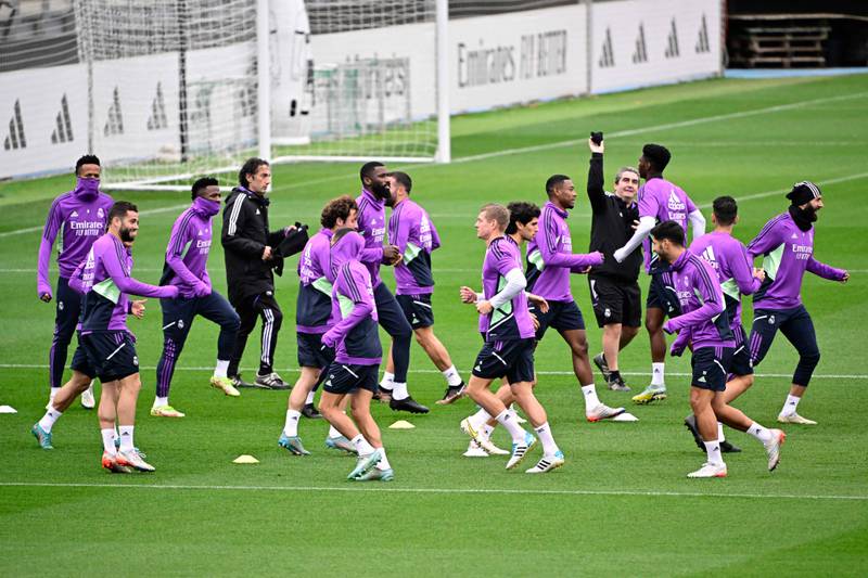 Real Madrid's players attend a training session in Valdebebas. AFP