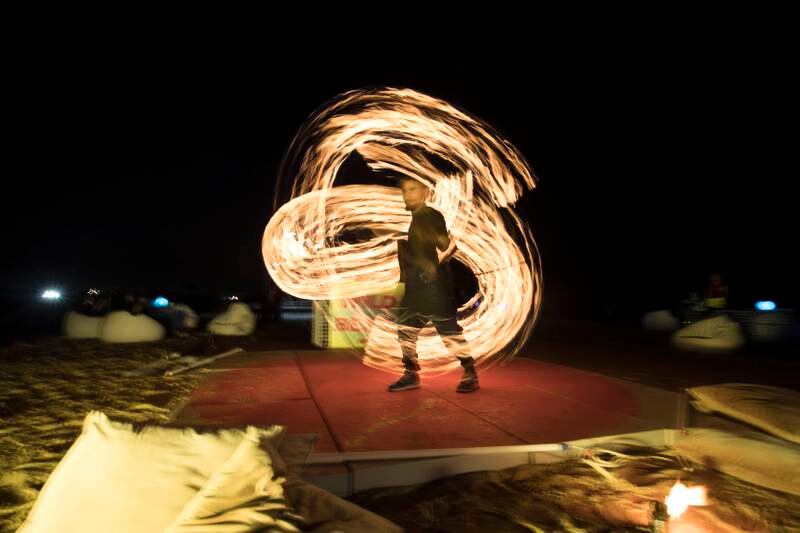 A fire dancer at Not A Space In The Wild