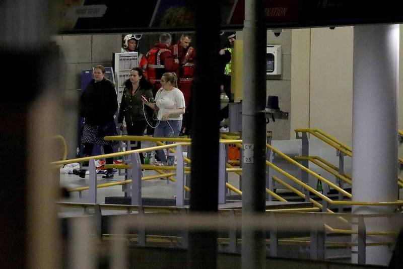 People leave Victoria Station adjacent to Manchester Arena. The explosion took place near a major transport hub for northern England. Getty Images