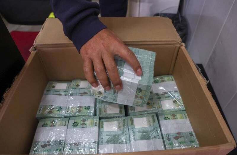 Lebanese banknotes at a currency shop in Beirut. Lebanon is dealing with a currency collapse accompanied by a severe liquidity crisis. Reuters