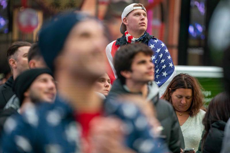 World Cup fans pack into Times Square to watch the USA-England game. Getty / AFP