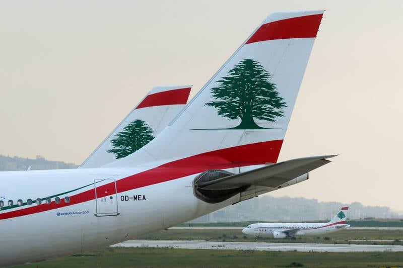 Lebanese Middle East Airlines (MEA) planes are pictured at the tarmac of Beirut international airport, Lebanon February 16, 2020. REUTERS/Mohamed Azakir