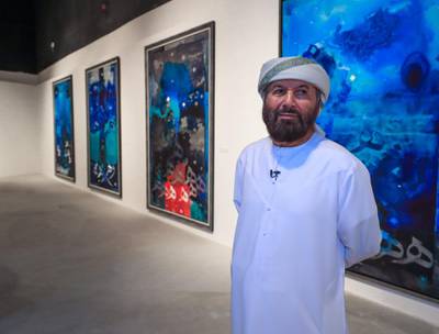 Abu Dhabi, U.A.E. .  December 19, 2018.  Artist, Abdul Qader Al Rais openingexhibit at Manarat Al Saadiyat.Victor Besa ? The National.Section:  A&LReporter:  Melissa Gronlund
