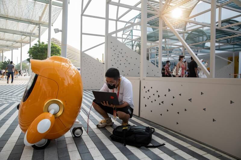 One of 50 Opti robots stationed throughout the Expo site to make guests feel welcome and entertain children. Photo: Christophe Viseux/Expo 2020 Dubai