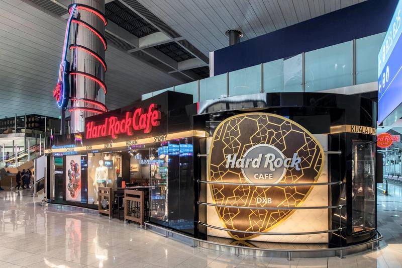 Spanning more than 476-square-meters, Hard Rock Cafe DXB features an intimate live music stage and Rock Shop. Courtesy Hard Rock Cafe